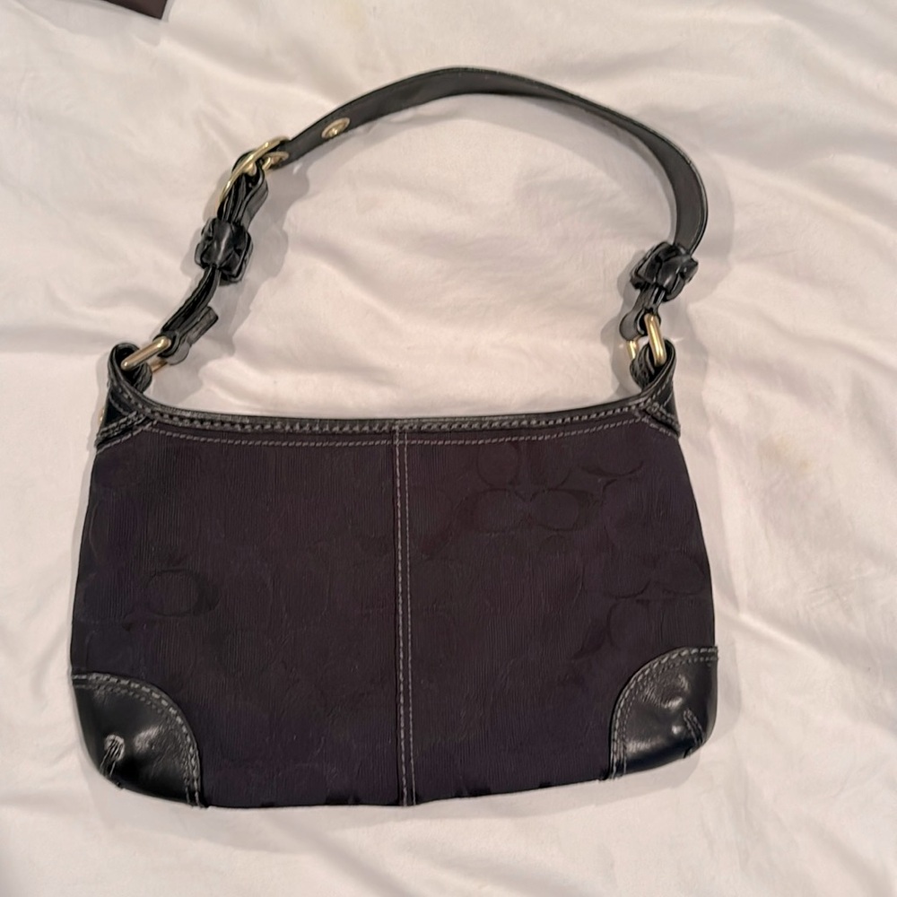 Coach black signature textile shoulder bag